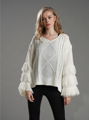 Winter Solid Color Tassel Sweater