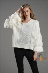 Winter Solid Color Tassel Sweater