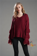 Winter Solid Color Tassel Sweater