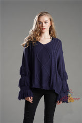 Winter Solid Color Tassel Sweater