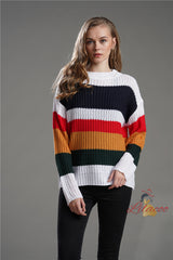 Rainbow Splicing Pullover Loose Sweater