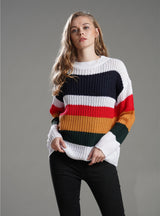 Rainbow Splicing Pullover Loose Sweater