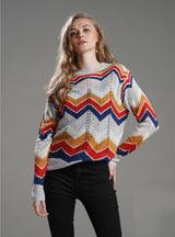 Round Neck Striped Rainbow Sweater