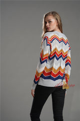 Round Neck Striped Rainbow Sweater