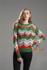 Round Neck Striped Rainbow Sweater