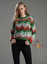 Round Neck Striped Rainbow Sweater