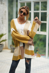 Spliced Loose Knit Plaid Sweater