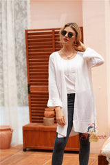 Medium and Long Solid Color Knitted Cardigan Sweater