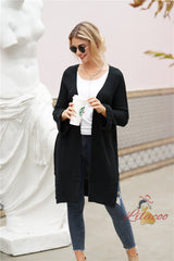 Medium and Long Solid Color Knitted Cardigan Sweater