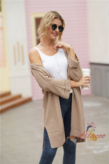 Medium and Long Solid Color Knitted Cardigan Sweater