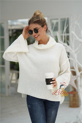 Solid Color Long Sleeve Loose High Neck Sweater