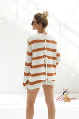 Striped Stitching Loose Shorts Two-piece Suit