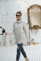 Solid Color Pullover Big Pocket Sweater