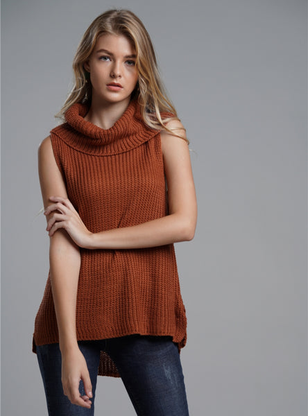 Pullover Sweater Loose Solid Color Turtleneck Vest