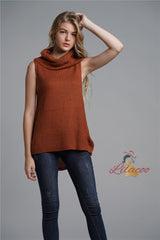 Pullover Sweater Loose Solid Color Turtleneck Vest