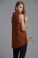 Pullover Sweater Loose Solid Color Turtleneck Vest