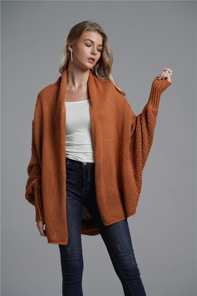 Bat Sleeve Long Knitted Cardigan Sweater Coat