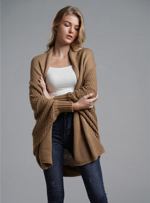 Knitted Cardigan Coat Bat Sleeve Sweater