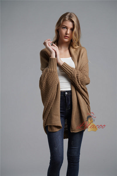 Knitted Cardigan Coat Bat Sleeve Sweater