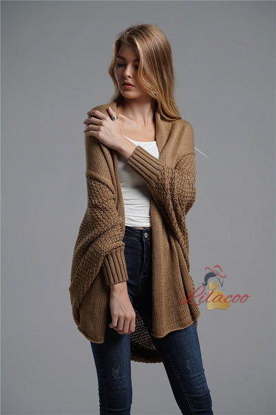 Knitted Cardigan Coat Bat Sleeve Sweater