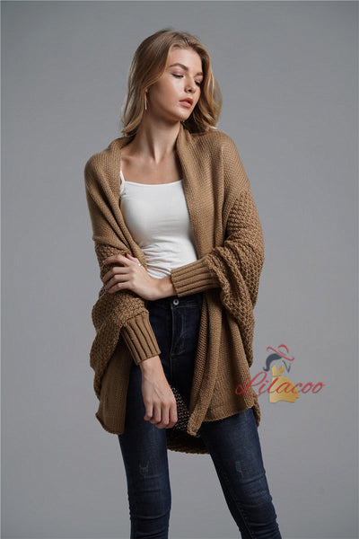 Knitted Cardigan Coat Bat Sleeve Sweater