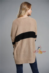 Loose V-neck Striped Sweater