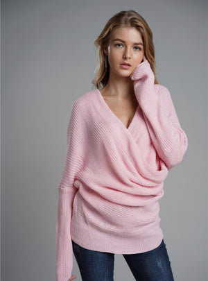 Solid Color Long Sleeve V-neck Sweater