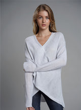 Long Sleeve Cross V-neck Sweater Pullover