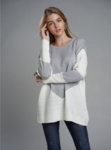 Fashion Loose Stitching Knitted Sweater