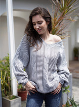 Thick Solid Color V-neck Long-sleeved Loose Sweater