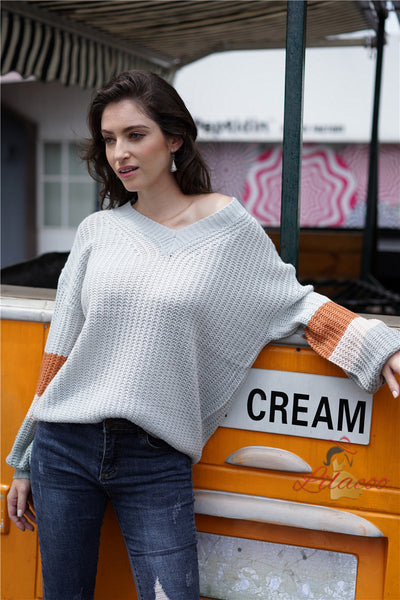 Women Crew Neck Loose Knit Sweater