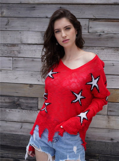 Geometric Loose Round Neck Sweater