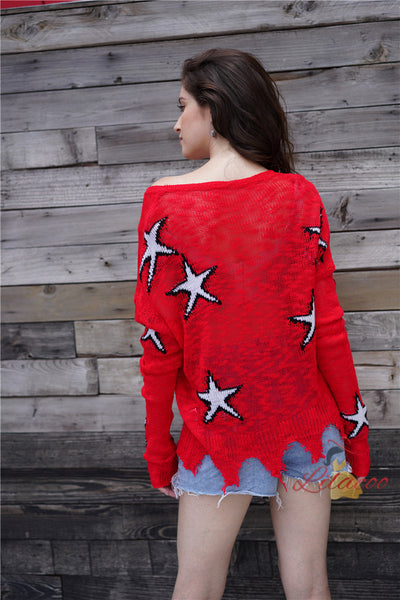 Geometric Loose Round Neck Sweater