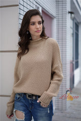 Knitwear Loose Solid Color High Neck Sweater