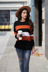 Women Spliced Pullover Loose Sweater