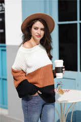 Women Spliced Loose Sweater