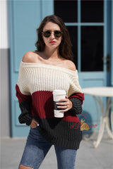 Women Spliced Loose Sweater