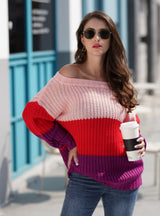 Women Spliced Loose Sweater