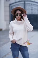 Loose Check High Neck Sweater