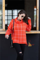 Loose Check High Neck Sweater