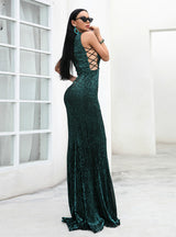 Women's Sequined Evening Dress With Openwork Party Dress