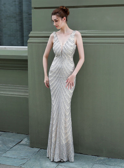 Sexy Sequined Fishtail Gown Dress