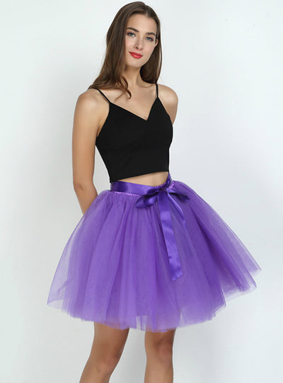 Womens 7 Layers Midi Tulle Skirt Fashion Tutu Skirts