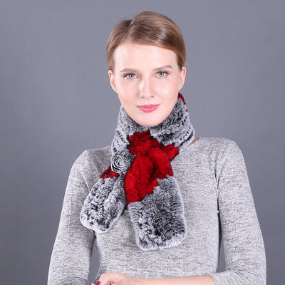 Women Warm Wool Rex Fur Scarf Neck Girl Winter