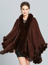 Fox Like Fur With Fur Collar Cape And Coat