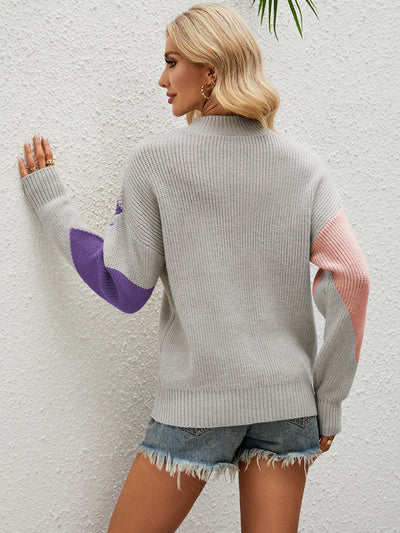 Loose Pullover Geometric Pattern Sweater