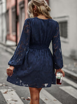 V-neck Long Sleeve Casual Dress