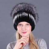 Rabbit Fur Hat Female Winter Rex Fur Winter