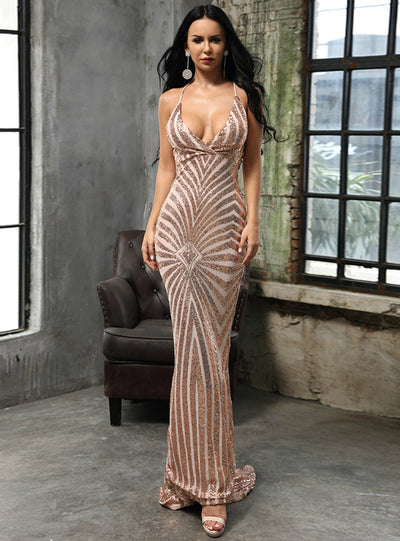 Sexy Mermaid Sequins Party Evening Dress Gown