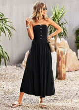 Solid Color Tube Top Big Swing Dress